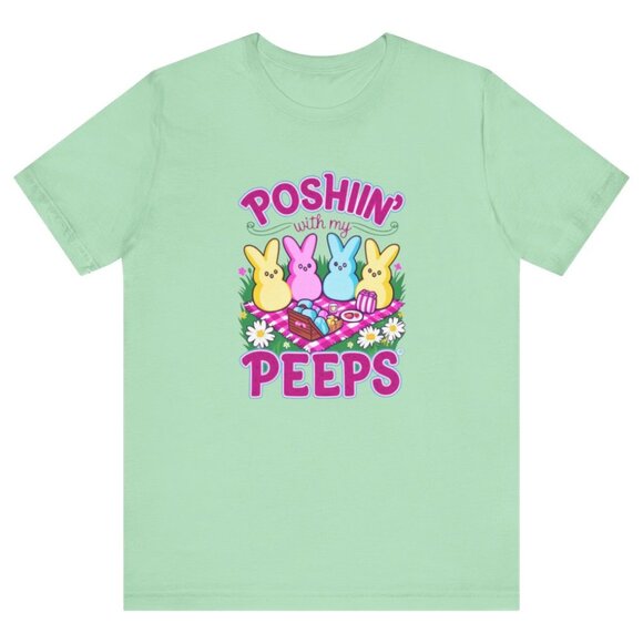 wardrobe pop Tops - Poshin' with My Peeps Tee - Cute Easter T-Shirt for Easter Bunny Lovers, Spring